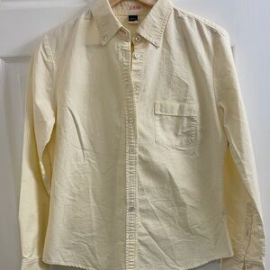 J.Crew Women’s 100% Cotton Yellow Classic Pin Striped Button Down Shirt Size M